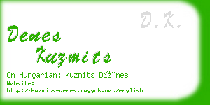 denes kuzmits business card
